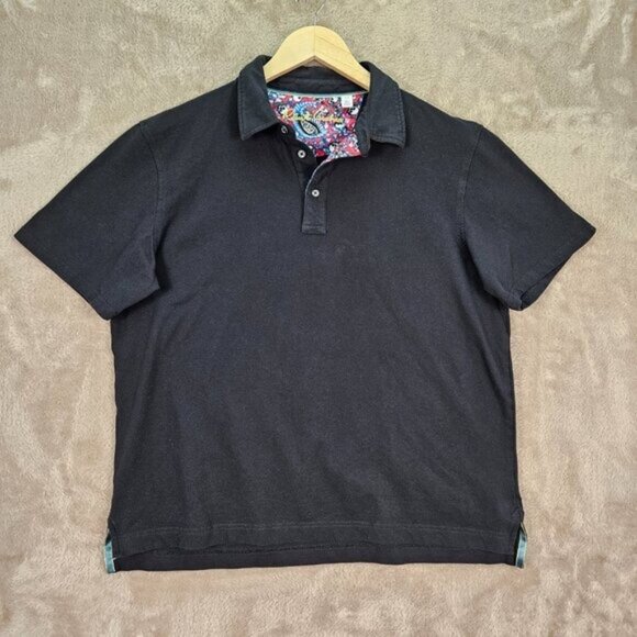 Robert Graham Polo Shirt Black Short Sleeve Skulls Golf Men's Size M - Picture 1 of 10